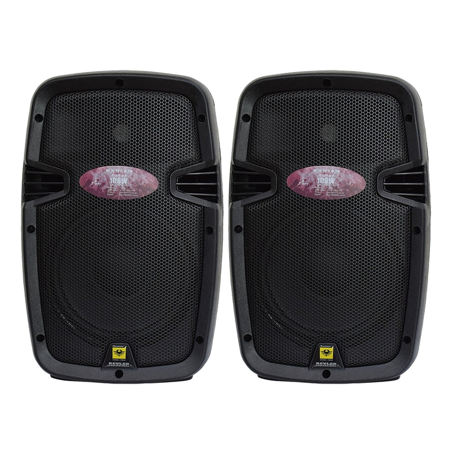 KEVLER EON-8A 8" 200W 2-way Full Range Active Loud Speaker (Pair) with LCD Display and Class D Amplifier, Built-In USB Port / FM / Bluetooth Function, RCA Input and 3 Mic Line I/O