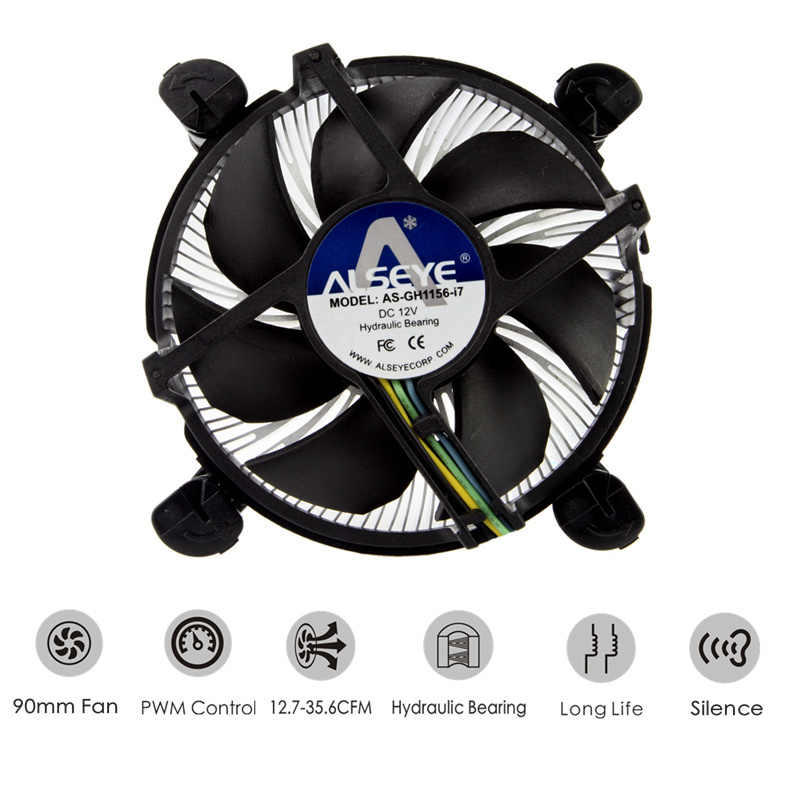 Alseye AS-GH1156- i7 90mm Hydraulic Bearing Heatsink CPU Cooler for LGA 1155 i3/i5/i7 LGs