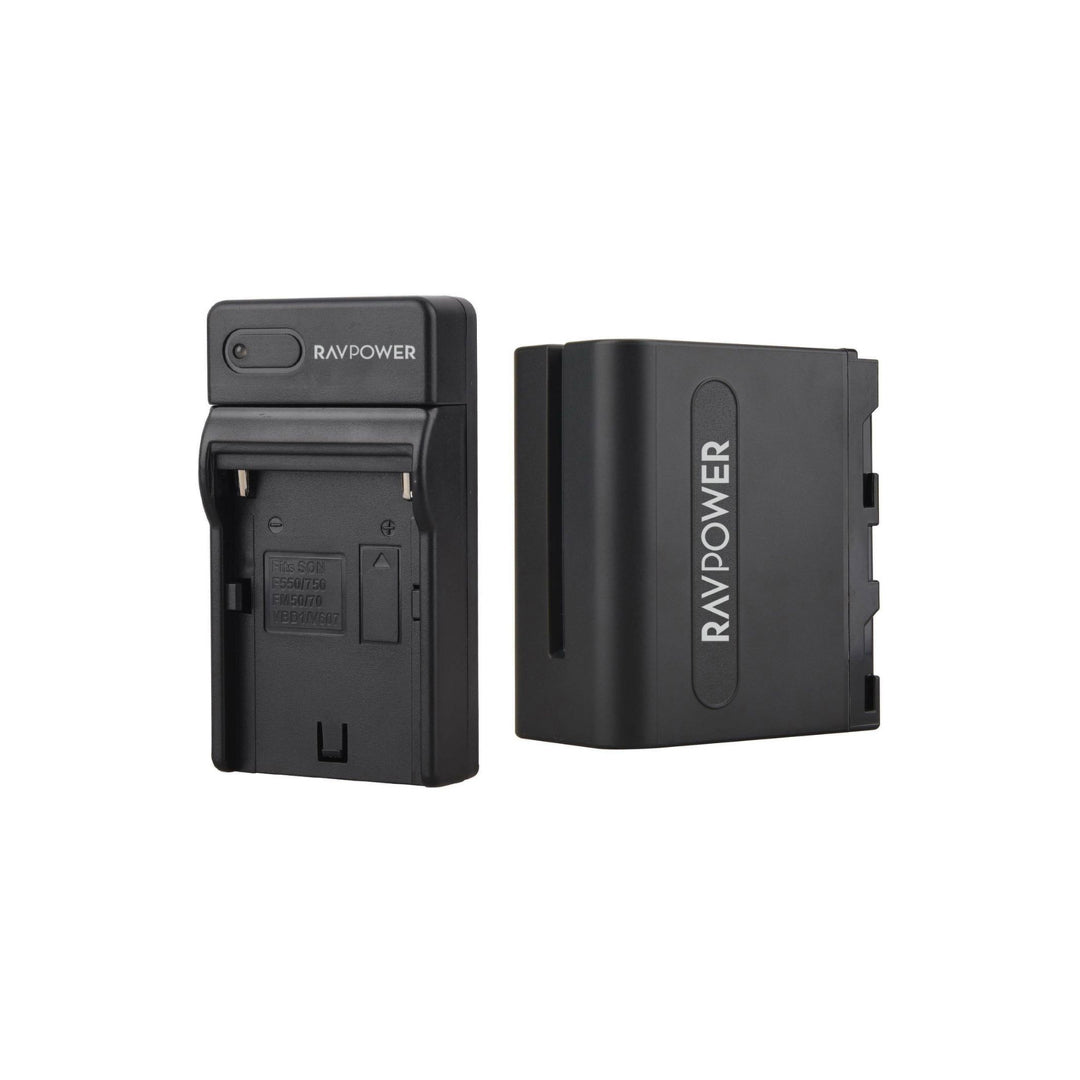 RAVPower NP-F970 Battery Charger and Rechargeable 7800mAh Li-Ion Battery for Selected Sony, Panasonic and JVC Video Camera Recorders