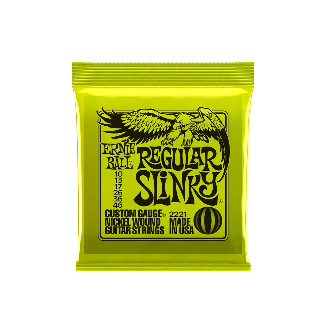Ernie Ball Regular Slinky Bright Gauge Nickel Wound Electric Guitar Strings Set (.10- .046mm) | 2221