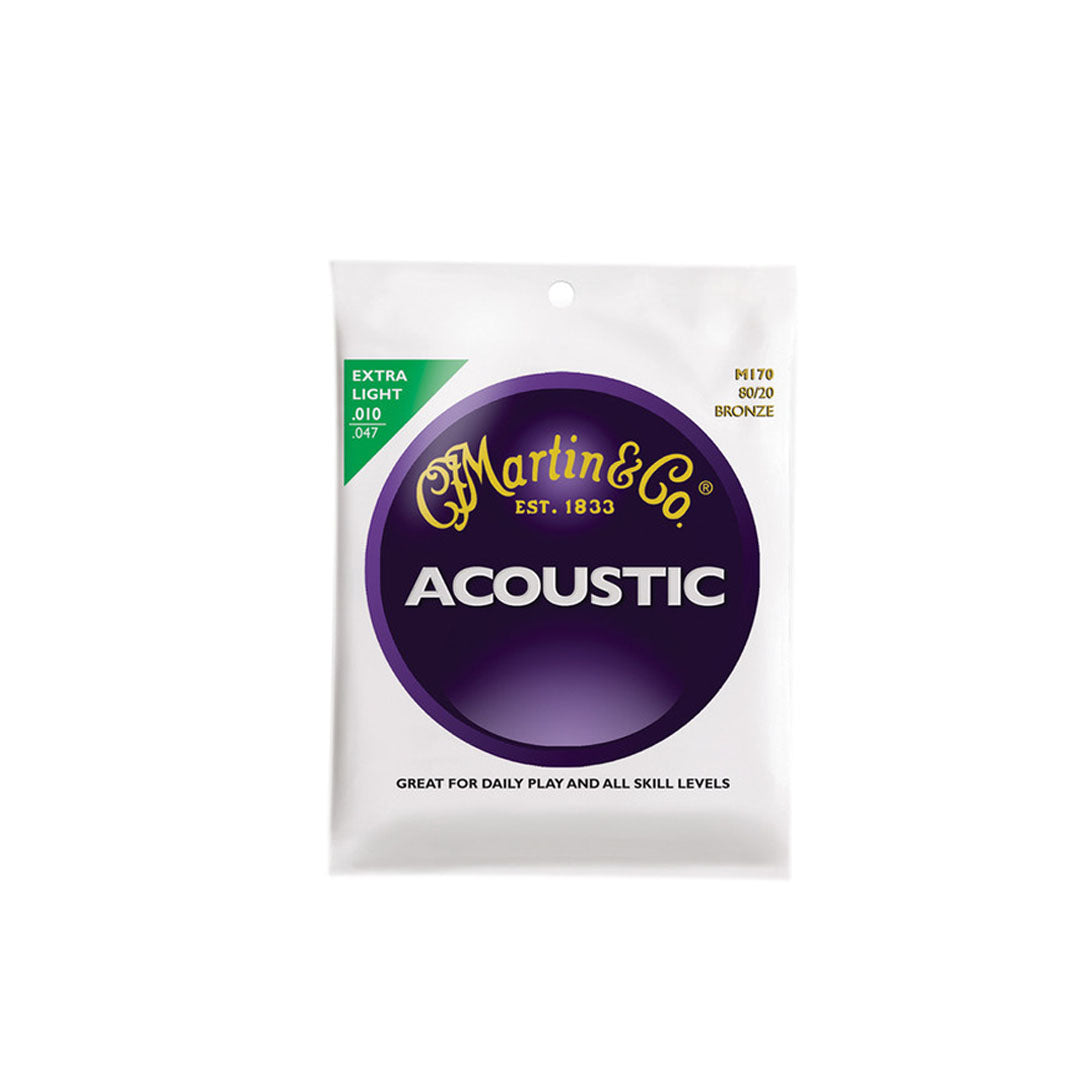 Martin Co. M170 Acoustic 80 20 Bronze Guitar Strings Set Extra