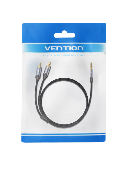 Vention Dual RCA AV Male to TRS 3.5mm TRS MALE 8-Meters Cotton Braided Gold Plated (BCN) Audio Video Cable for PC, Laptops, Amplifiers, Speakers
