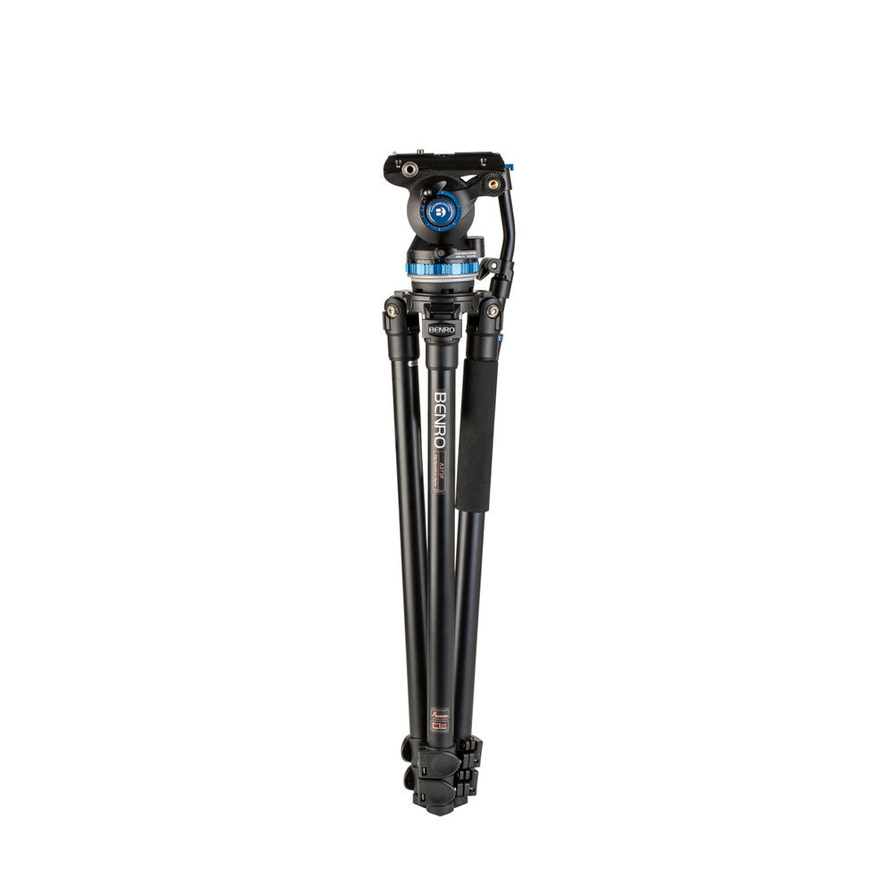 Benro A373F Aluminum 3-Section Single-Tube Tripod with S8Pro Fluid Video Head for Professional Photo and Video Production | A373FBS8PRO