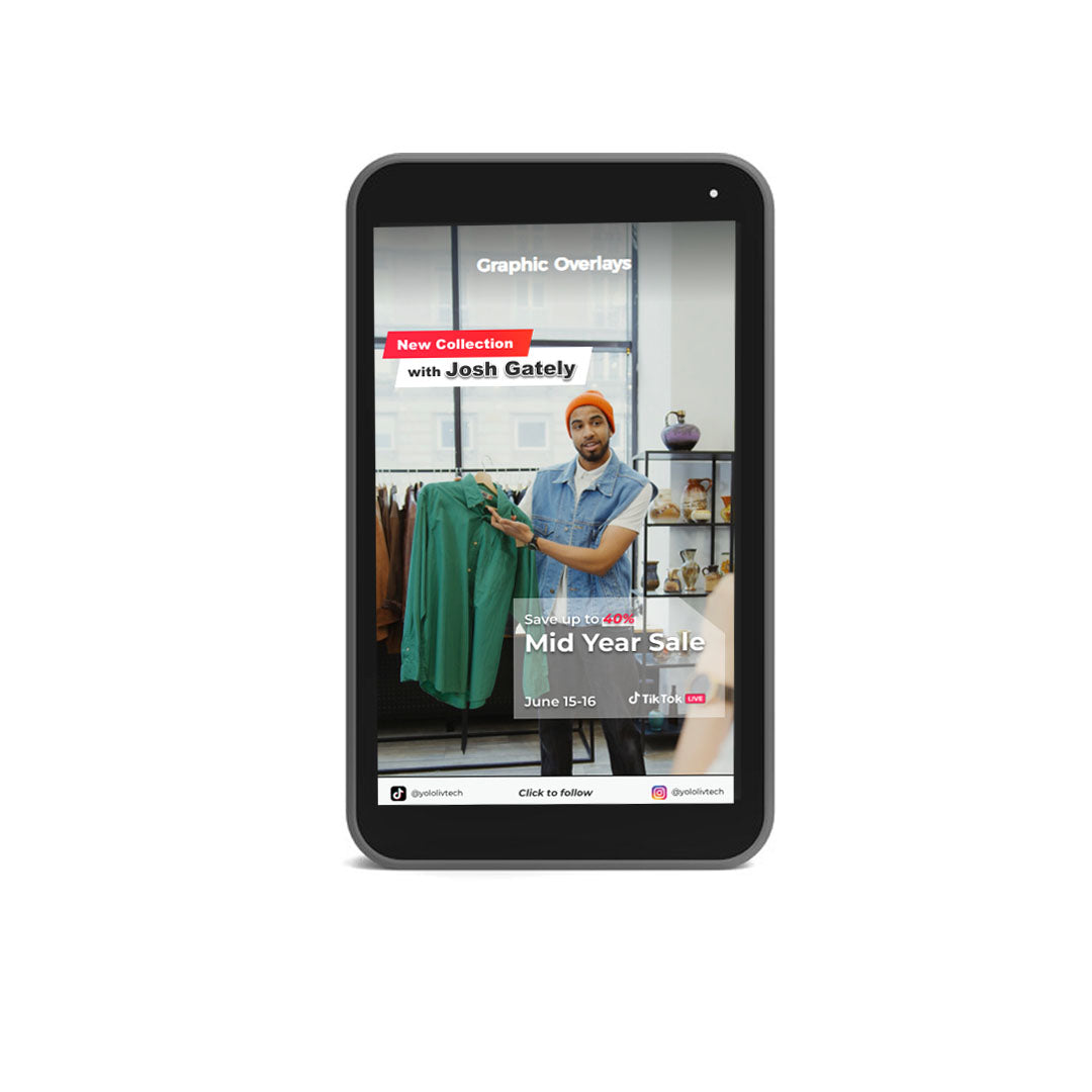 YoloLiv YoloBox 7" 1080P Instream Vertical Live Streaming Monitor with Encoder / Switcher Function, Touchscreen Controls, HDMI and USB Port, SD Card Slot, Wi-Fi, 4G LTE, Ethernet, and Built-In 10000mAh Battery