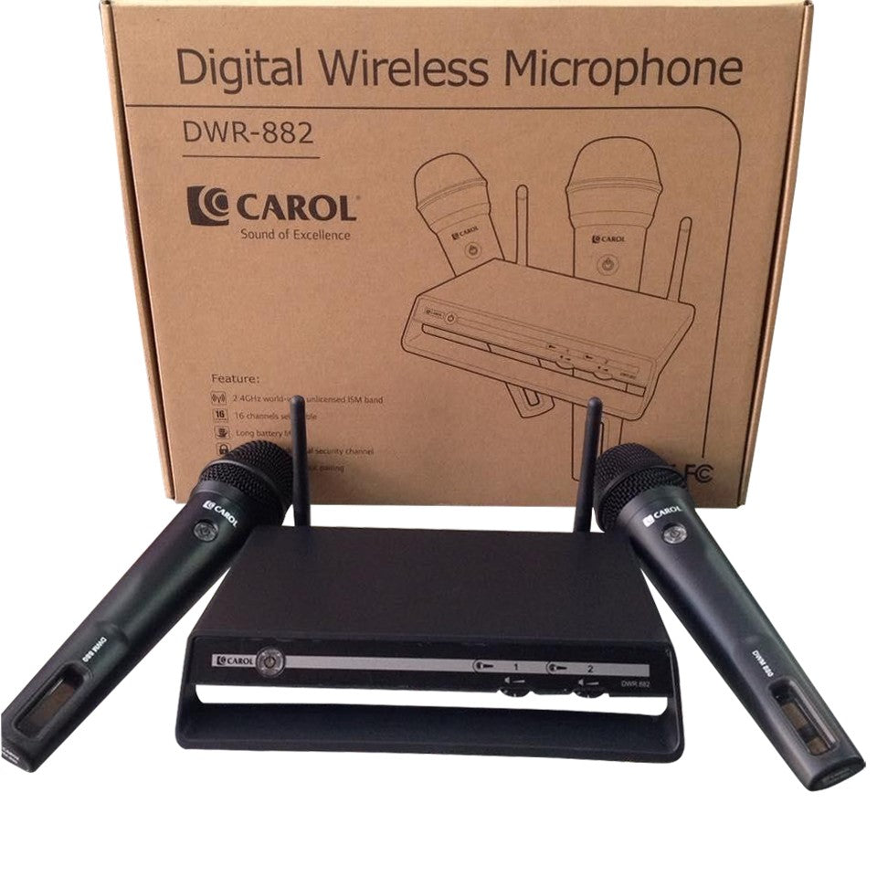 CAROL DWR-882 2.4GHZ Dual Handheld Digital Wireless Microphone with 16 Channel, 20 Meters Transmission Range