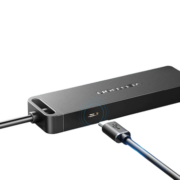 Vention High Speed 4-Port USB 2.0 Nickel Plated 0.5-Meter Hub With Power Supply 480Mbps Transfer Rate and Built-in SL2.1S Chip (CHMBD)