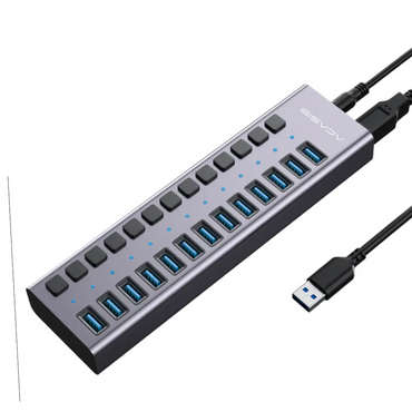 ACASIS 16-Port Ports USB 3.0 Splitter Docking Station Charging Hub with 5Gbps High-Speed Data, 7.5A Fast Charging, and 12V External DC Power Adapter | HS-716MG