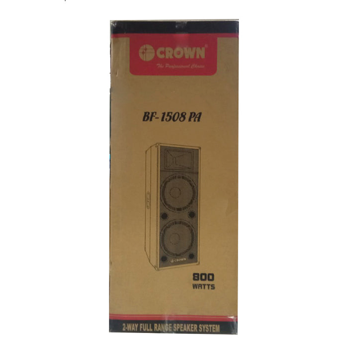 Crown 800W 15" Woofer x 2 Instrumental 2-Way Karaoke Speaker with Full Range, 25Hz-20KHz Frequency Response, Max 8 Ohms Impedance and 102dB Sensitivity Level | BF-1508 PA