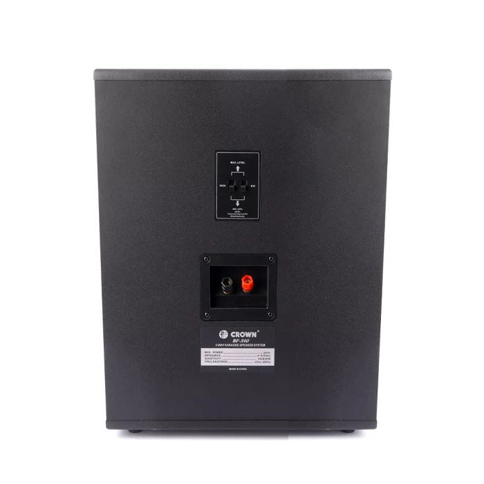Crown 300W 8" BF Series Karaoke and Videoke Passive Audio 3-Way Speaker System with Built-In Left and Right Midrange and 3"  Tweeter, 45Hz-20KHz Frequency Response, Max 8 Ohms, 92dB Sensitivity | BF-308