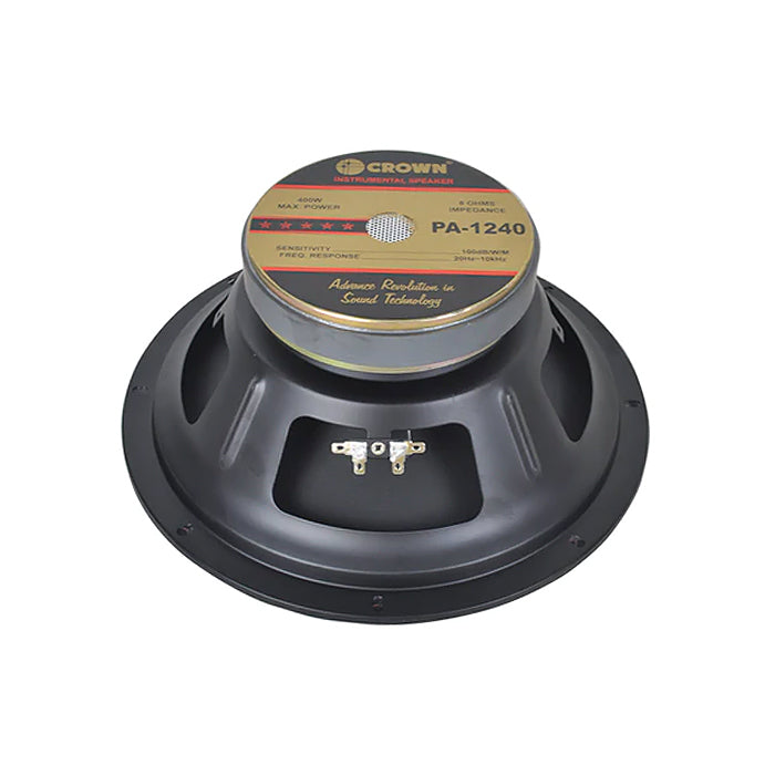 Crown 400W 12" Instrumental Sound Audio Speaker with 20Hz-10kHz Frequency Response, 49.5mm Voice Coil, 100dB Sensitivity Level (PA-1240)