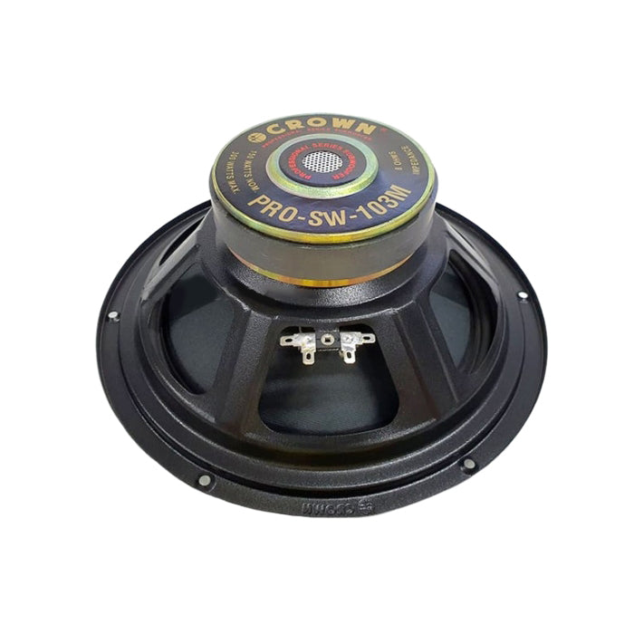 Crown 300W / 400W 10" Dual Terminal Subwoofer Speaker with 75Hz~2.5kHz Frequency Response, Max 8 Ohms Impedance, 95dB/96dB Sensitivity Level (PRO-SW-103M, PRO-SW-104M)
