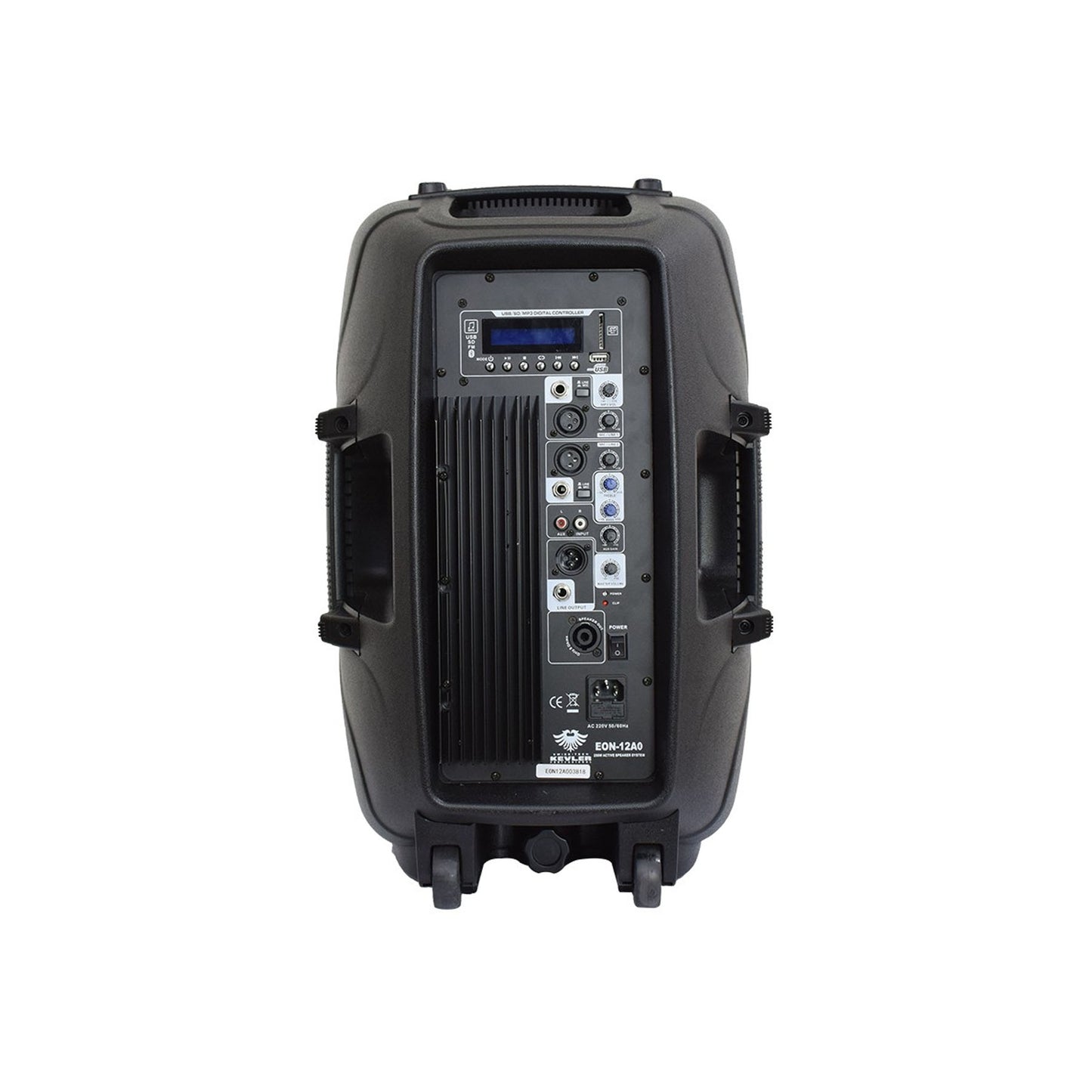 KEVLER EON-12A 12" 500W 2-way Full Range Active Loud Speaker with LCD Display and Class D Amplifier, Built-In USB Port / FM / Bluetooth Function, XLR Line / 2 Mic / RCA I/O and Speaker Out