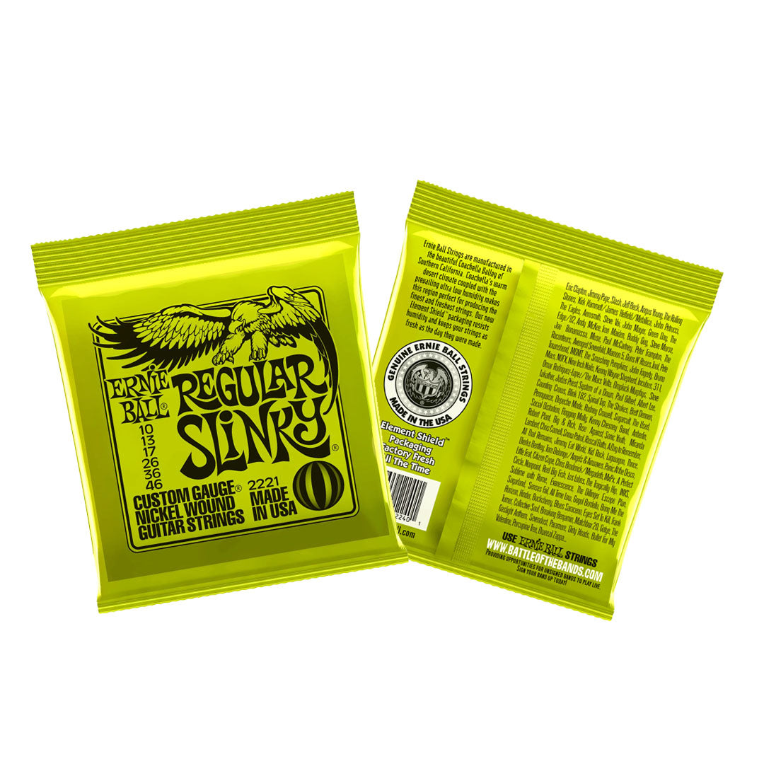 Ernie Ball Regular Slinky Bright Gauge Nickel Wound Electric Guitar Strings Set (.10- .046mm) | 2221