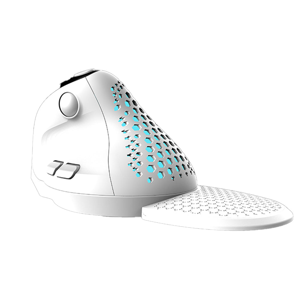Delux M618XSD Seeker Wired / Wireless Bluetooth Ergonomic Vertical Mouse 2.4GHz with OLED Screen, Magnetic Palm Rest, 4000 DPI, Rechargeable, 6 Programmable Buttons, 2-Wheel Controls, 1pc Magnetic Removable Honeycomb Cover (White)