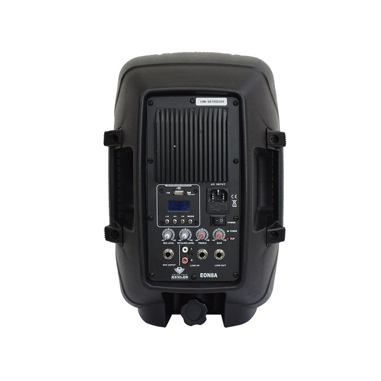 KEVLER EON-8A 8" 200W 2-way Full Range Active Loud Speaker (Pair) with LCD Display and Class D Amplifier, Built-In USB Port / FM / Bluetooth Function, RCA Input and 3 Mic Line I/O