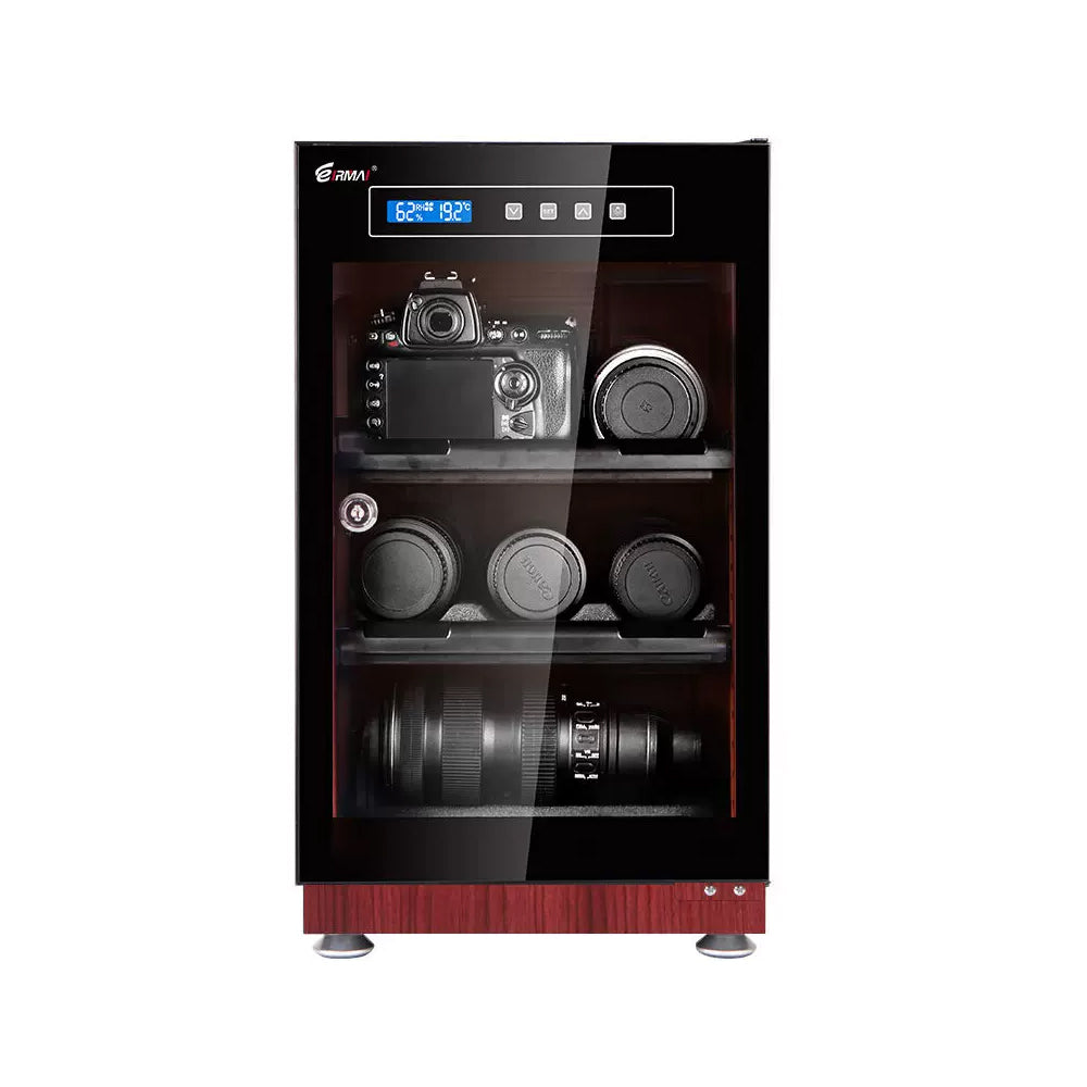 Eirmai 40L Electronic Digital Dry Cabinet Moisture-Proof Box with LED Touch Screen Control Display and Detachable Adjustable Height Function (Wood Grain) | MRD-45TW