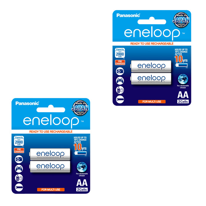 Panasonic Eneloop BK 3MCCE 2BT AA Rechargeable Battery Pack of 2 (White) x2