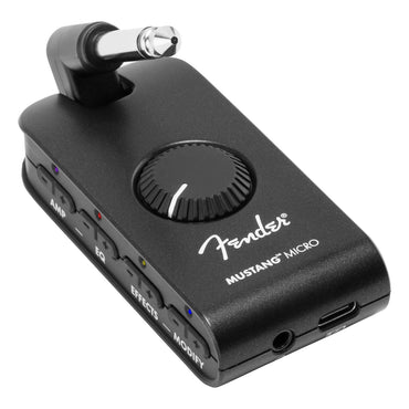 Fender Mustang Micro Guitar Headphone Amplifier Rechargeable with Bluetooth Audio Streaming, 12 Effects, 4h Playtime for Electric Guitars