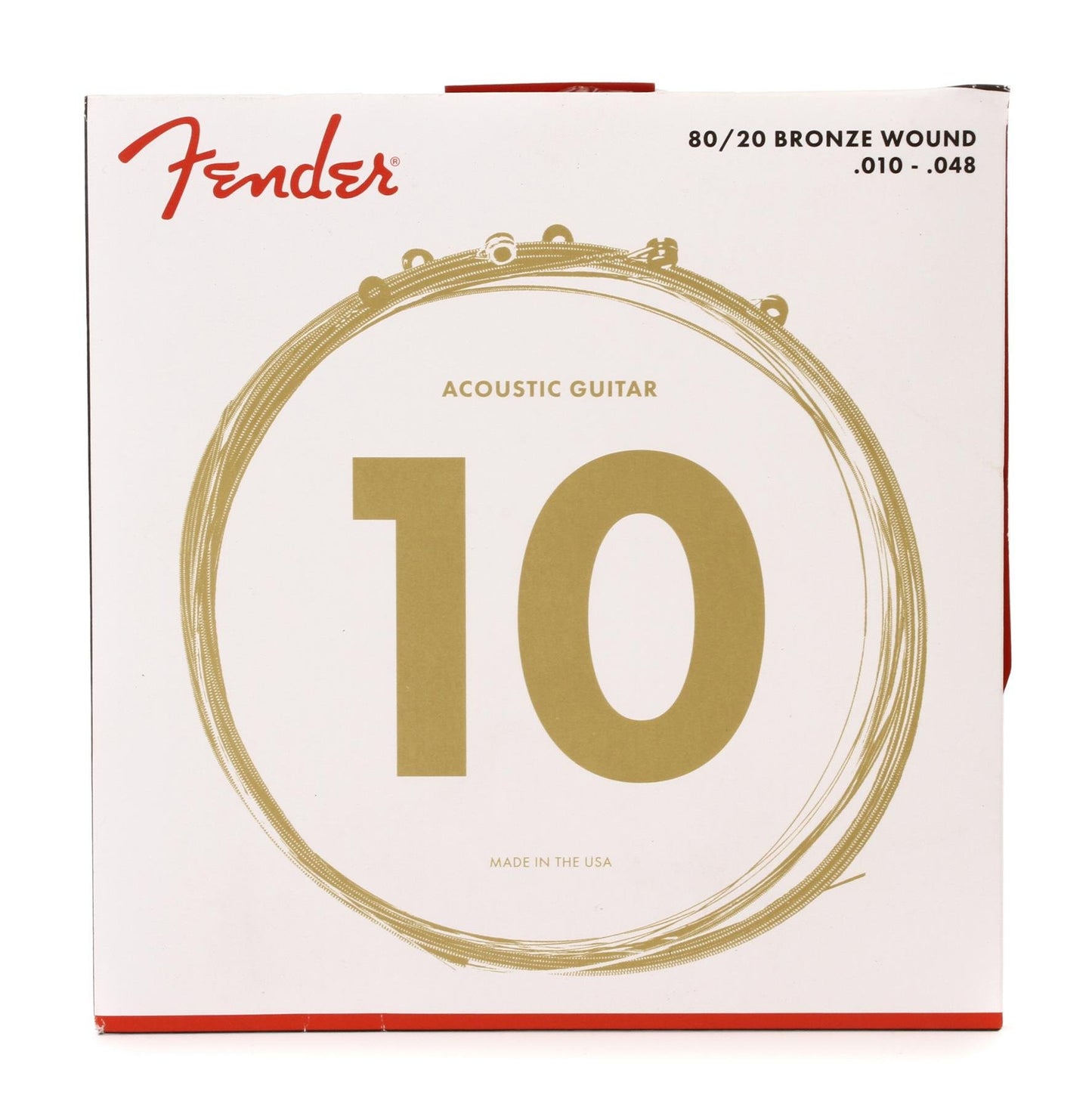 Fender 80/20 6-String Bronze Acoustic Guitar Strings with Ball-Ends (Available in Custom Light and Extra Light Gauge)