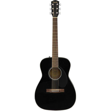 Fender CC-60S Concert Pack V2 Acoustic Guitar Package with Picks, Gig Bag, Strap and Extra Pack of Strings for Musicians, Beginner Players (Black)