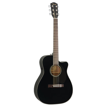 Fender CC-60SCE Concert Acoustic Electric Guitar with Cutaway, Built-In Fishman CD Preamp, 20 Frets, Walnut Fingerboard for Musicians, Beginner Players (Black, Natural)