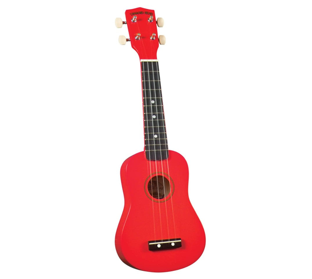 Diamond Head Soprano Ukulele 4 String Guitar with Easy to Play 3 Chord Chart High Gloss Finish Red Purple DU 102 DU 108