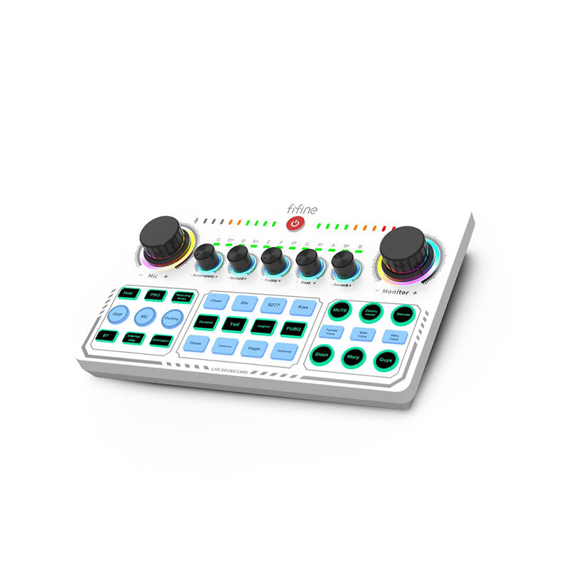 Fifine SC6 Wireless Desktop Sound Mixer Streaming Console with 15 Atmospheric Sound Effect Presets and Extensive Inputs for Live Streaming, Podcasting and Web Casting (Black)