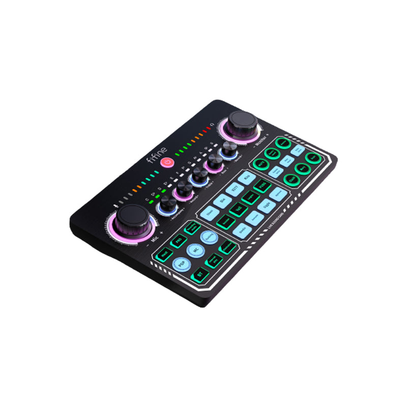 Fifine SC6 Wireless Desktop Sound Mixer Streaming Console with 15 Atmospheric Sound Effect Presets and Extensive Inputs for Live Streaming, Podcasting and Web Casting (Black)