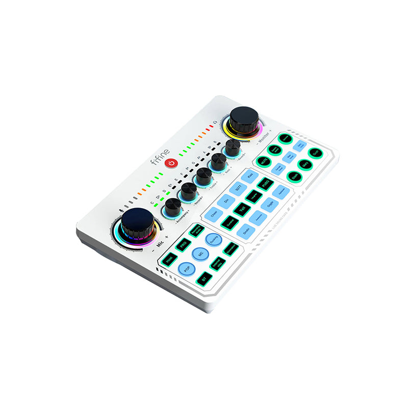 Fifine SC6 Wireless Desktop Sound Mixer Streaming Console with 15 Atmospheric Sound Effect Presets and Extensive Inputs for Live Streaming, Podcasting and Web Casting (Black)