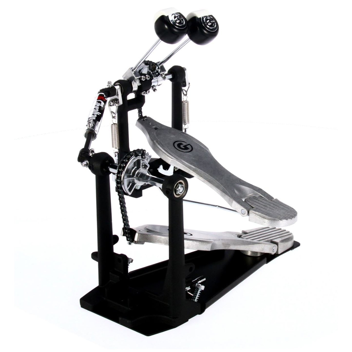 Gibraltar 5711DB Single Chain Drive Double Bass Drum Pedal with Adjustable Spring Tension, Dual Surface 90g Beaters