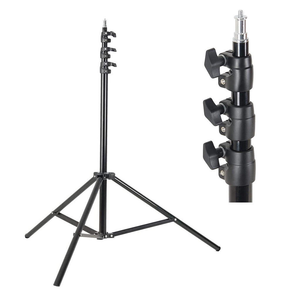 Godox 190F / 210F / 290F / 300F Professional Aluminum Alloy Adjustable Light Stand with Reversible Legs, Lightweight/Heavy-Duty Design, 5/8″ Gold / Silver Plated Spigot, Max 5Kg Load & 2.86 Max Height for  Photography Studio Equipment