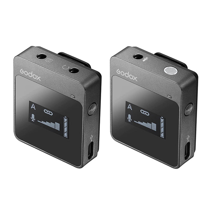 Godox Movelink Series II M1 2.4GHz Wireless Omnidirectional Lavalier Microphone System with Clip-On Transmitter / Receiver, Built-In Rechargeable Batteries and USB Type-C Ports for Cameras and Smartphones