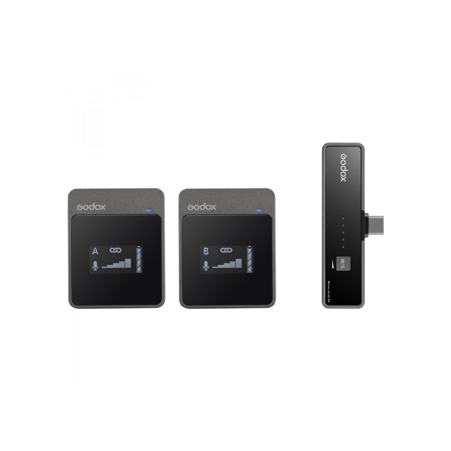 Godox MoveLink UC2 2-Person Compact Wireless Microphone System Compatible with Smartphones and Tablets with Type-C Ports for Audio Recording and Vlogging (2.4GHz)