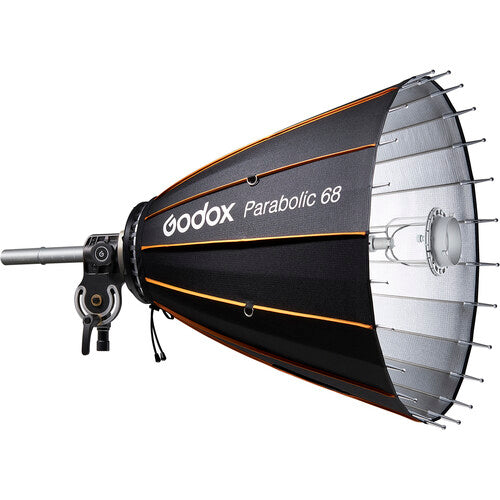 Godox P68 27" 68cm Parabolic Reflector Kit with Bowens-Mount Strobe Adapter, Focusing Rod and Mount, Grip Kit, and Carrying Bag for Fashion and Portrait Photography