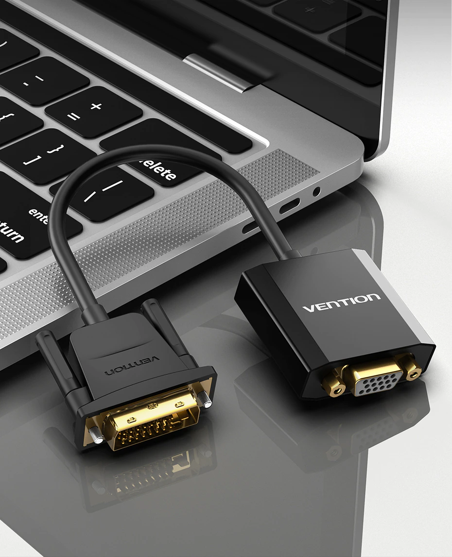 Vention DVI 1080p 60Hz DVI to VGA 0.15-Meter Gold Plated (EBABB) Video Converter for TV, Monitors, Projectors, Laptop, PC