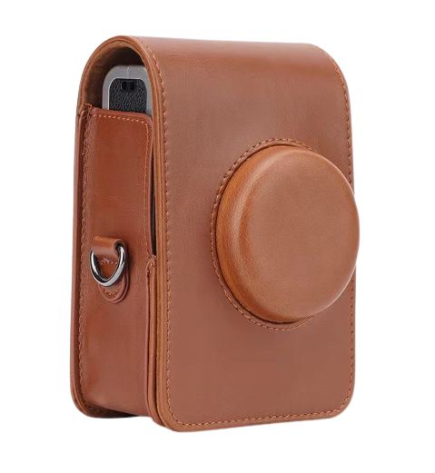 Pikxi Retro Portrait & Landscape Style Shoulder Sling Leather Case Bag for FUJIFILM Instax Mini EVO Instant Film Camera with Shoulder Strap and Formfitting Design for Controls - Available in Brown, Black, Silver, White, Pink Color Options