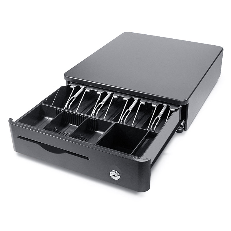 LogicOwl OJ-335B Full Metal Cash Register Drawer Box for POS | 4 Bill & 5 Coin Tray + Detachable Coin tray with 2 Keys
