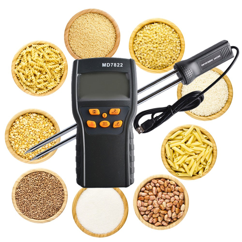 Grain Moisture Meter Integrated Grains Moisture Tester for 9 Grains  Moisture Testing Wheat, Millet, Rice, Corn, Un-husked and Husked Rice  MD7821 (Test