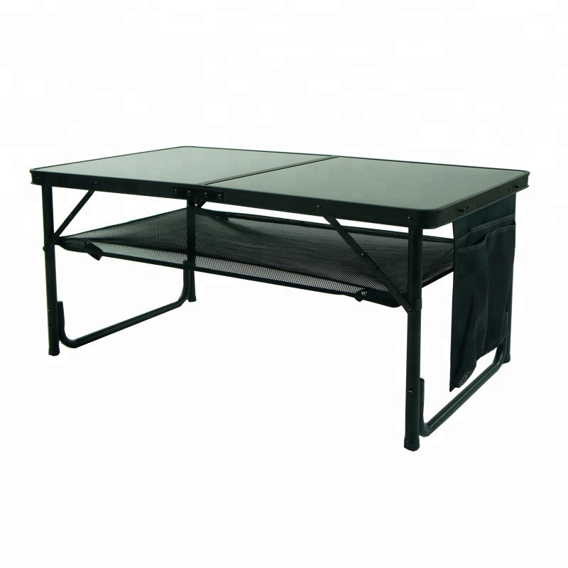 Pxel 100cm Big Aluminum Folding Table for Outdoor Vanity Setting, Dining Table and Desk (Black)