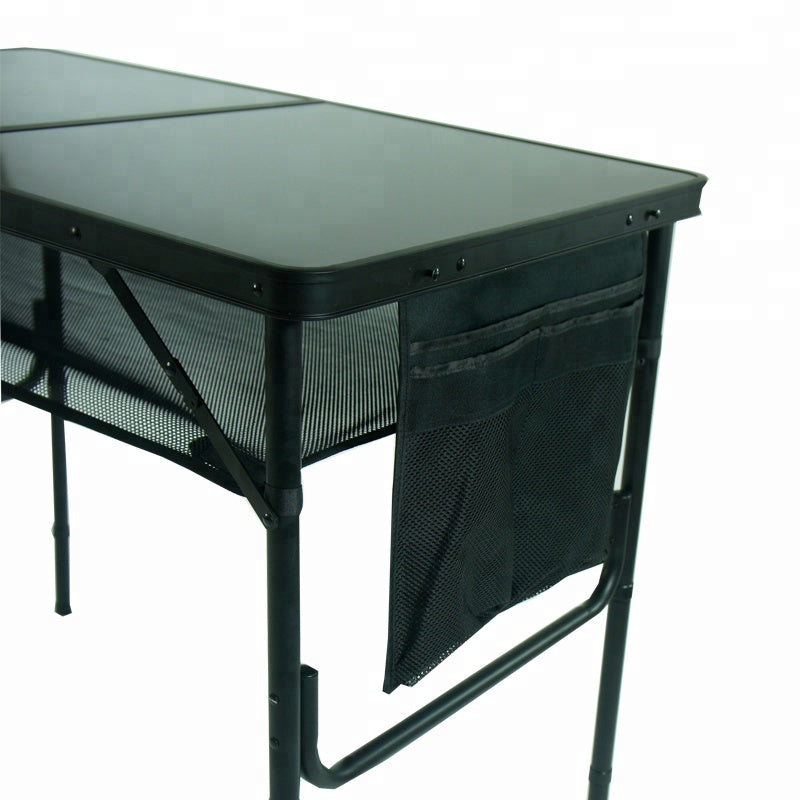 Pxel 100cm Big Aluminum Folding Table for Outdoor Vanity Setting, Dining Table and Desk (Black)