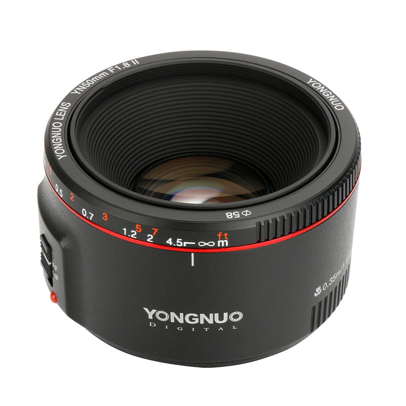 Yongnuo YN50MM F1.8C II Version 2 50mm f/1.8 Black Body Prime Lens for  Canon EF Auto Focus