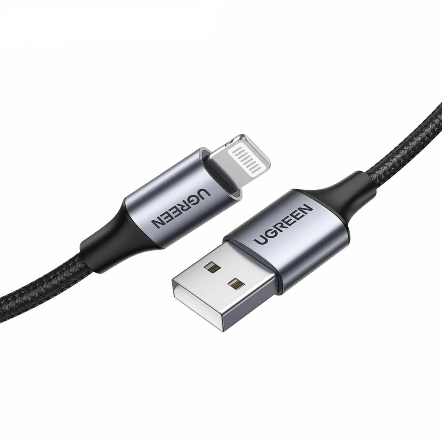 UGREEN Lightning to USB 2.0 2.4A Quick Charge Charging Cable MFi Certified with 480Mbps Data Speed Aluminum Cased Tips (2M) | 60158