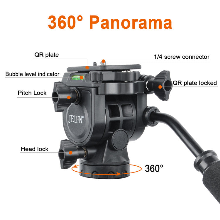 Jeifn by Zomei Q580 Professional Aluminum Camera Tripod with Detachable Monopod, 165cm Max Height, 5kg Load Capacity, Bubble Level Indicator for Photography