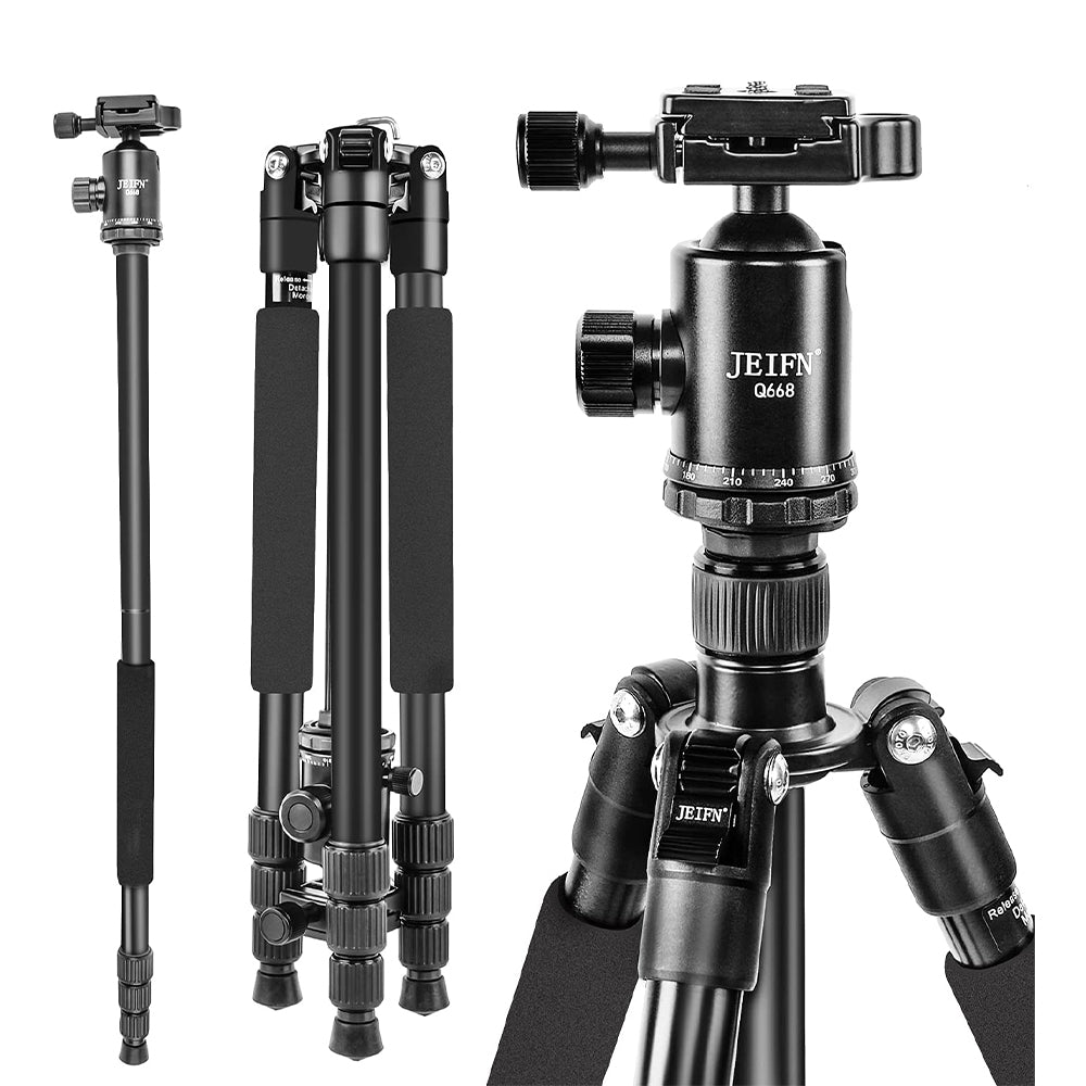 Jeifn by Zomei Professional 3-Section Camera Travel Tripod and Detachable Monopod with 360 Degree Ball Head, 8Kg Load Capacity for Photography | Q668