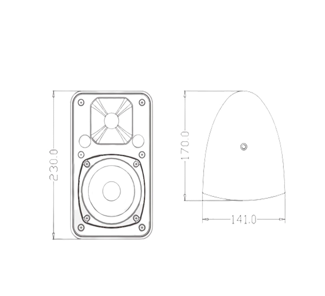 KEVLER AWS-104 4" 100W 2-Way Full Range Passive Waterproof Wall Mount Speaker (PAIR) with 100V Multi TAP Function for Large Rooms and Outdoor Use (Black, White)