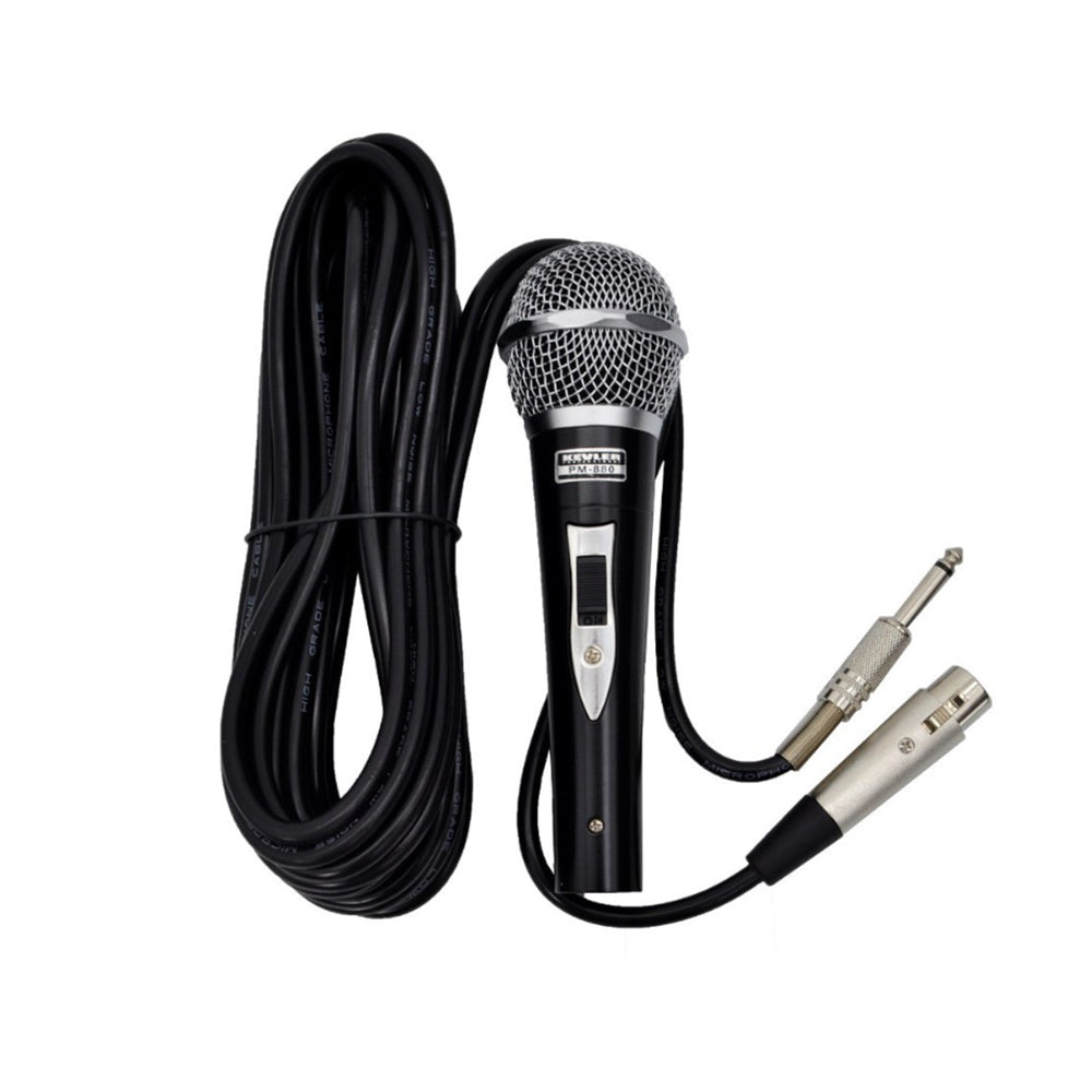 KEVLER PM-880 Professional Dynamic Hypercardioid Wired Microphone with 10-Meters Cable, 10Watts and 4 Ohms Impedance