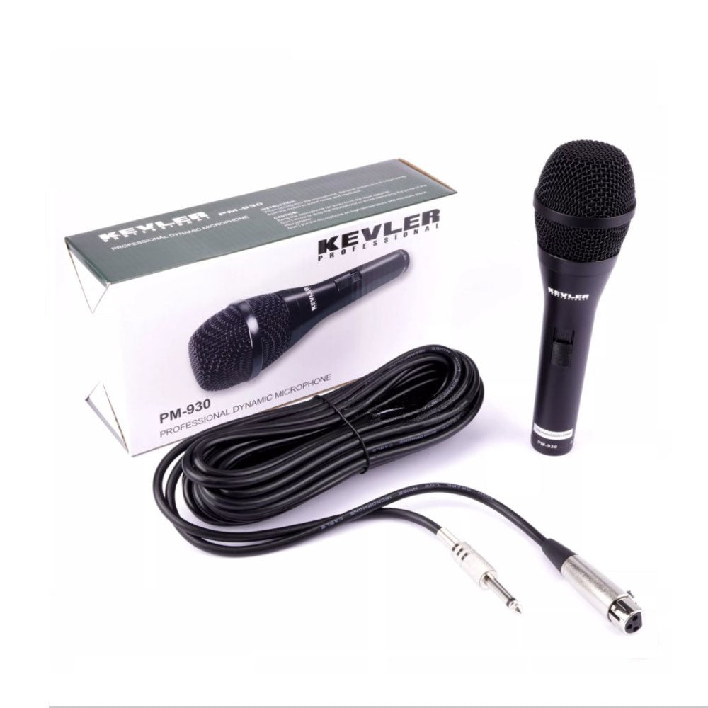 KEVLER PM-930 Professional Dynamic Hypercardioid Wired Microphone with Precision Crafted Design, 10-Meters Cable, 15Watts and 4 Ohms Impedance