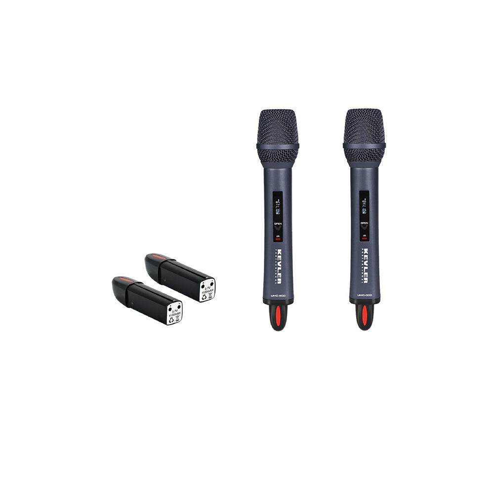 KEVLER UMC-500 Dual UHF 1100mAh Wireless Rechargeable Microphone with Dual Antenna Receiving System, Digital LCD Display, Mountable 1U Rack, 200 Selectable Frequencies Auto Frequency Search Function