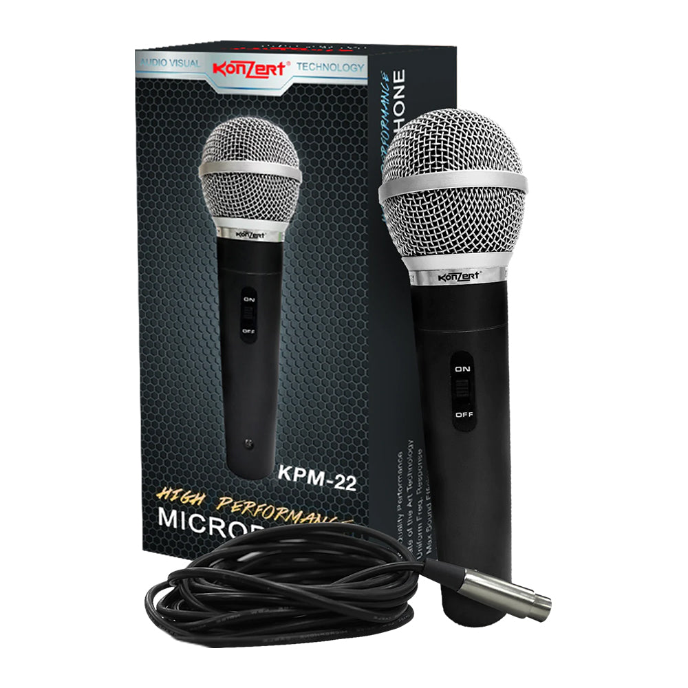 Konzert KPM-22 Dynamic Capsule Cardioid High Performance Wired Microphone with 4-Meter PL Jack Cable with Max Sound Efficiency and Uniform Frequency Response