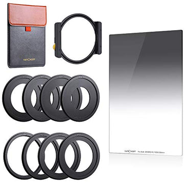 K&F Concept GND8(0.9) + 100mm Square Filter and Holder System with 100 x 150mm Square Soft Graduated ND Filter and 8 Piece Adapter Rings for Scenic and Landscape Photography | SKU-1814
